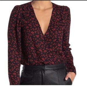 Lush- Black & Red wrap Bodysuit